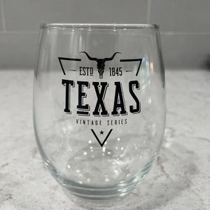 TEXAS ESTd 1845 Vintage Series 18oz Stemless Wine Glass Longhorn Star State Home